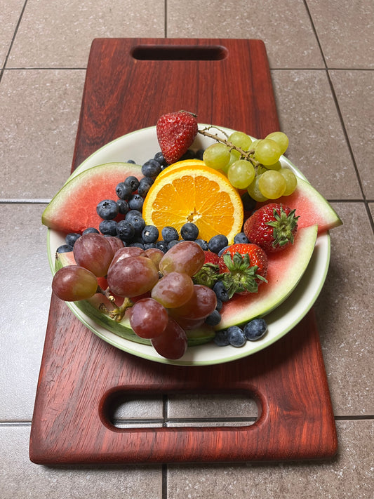 African Padauk 18" X 8-1/2" X 7/8" Serving Board w/hand hold cutouts