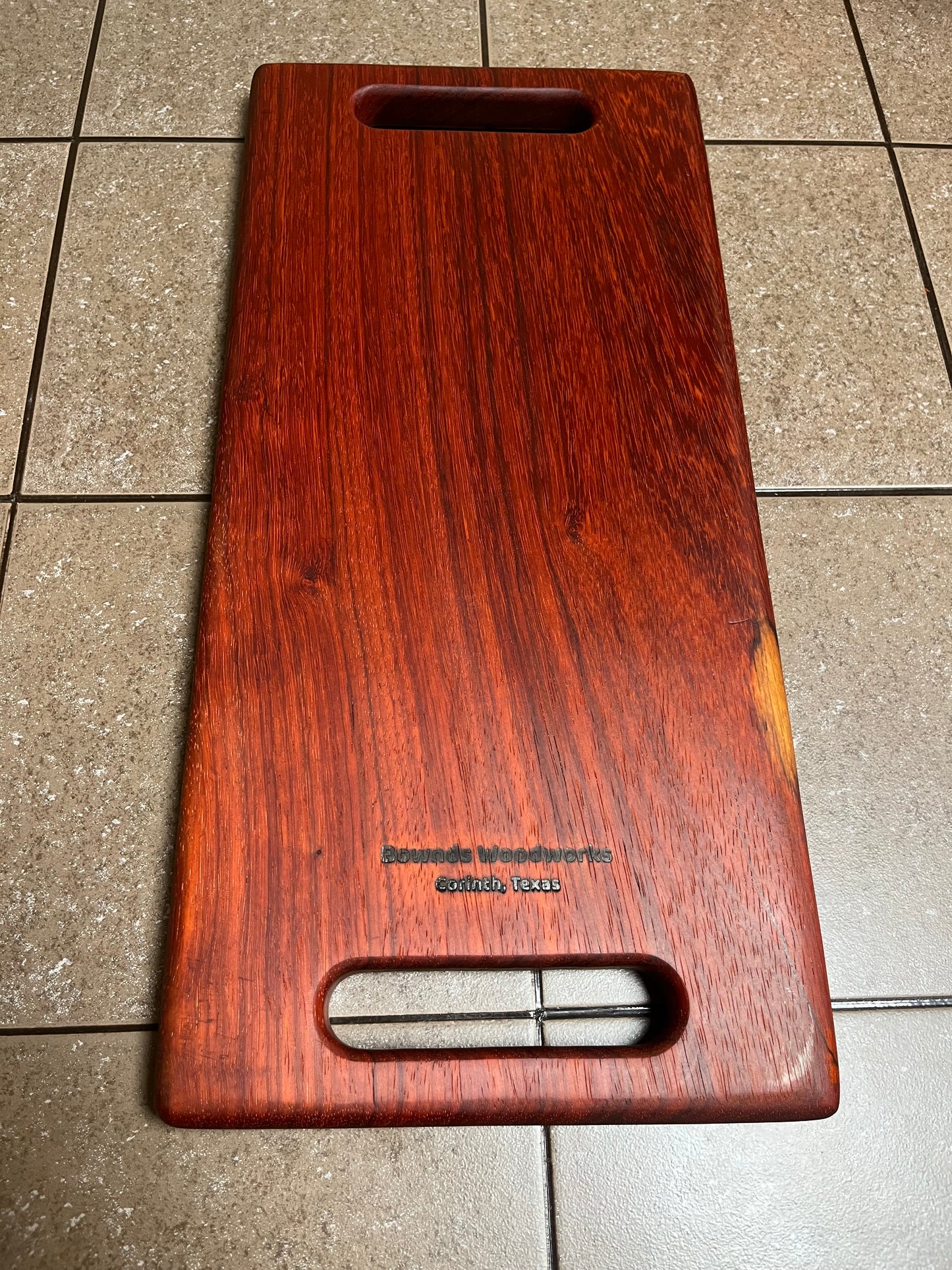 African Padauk 18" X 8-1/2" X 7/8" Serving Board w/hand hold cutouts