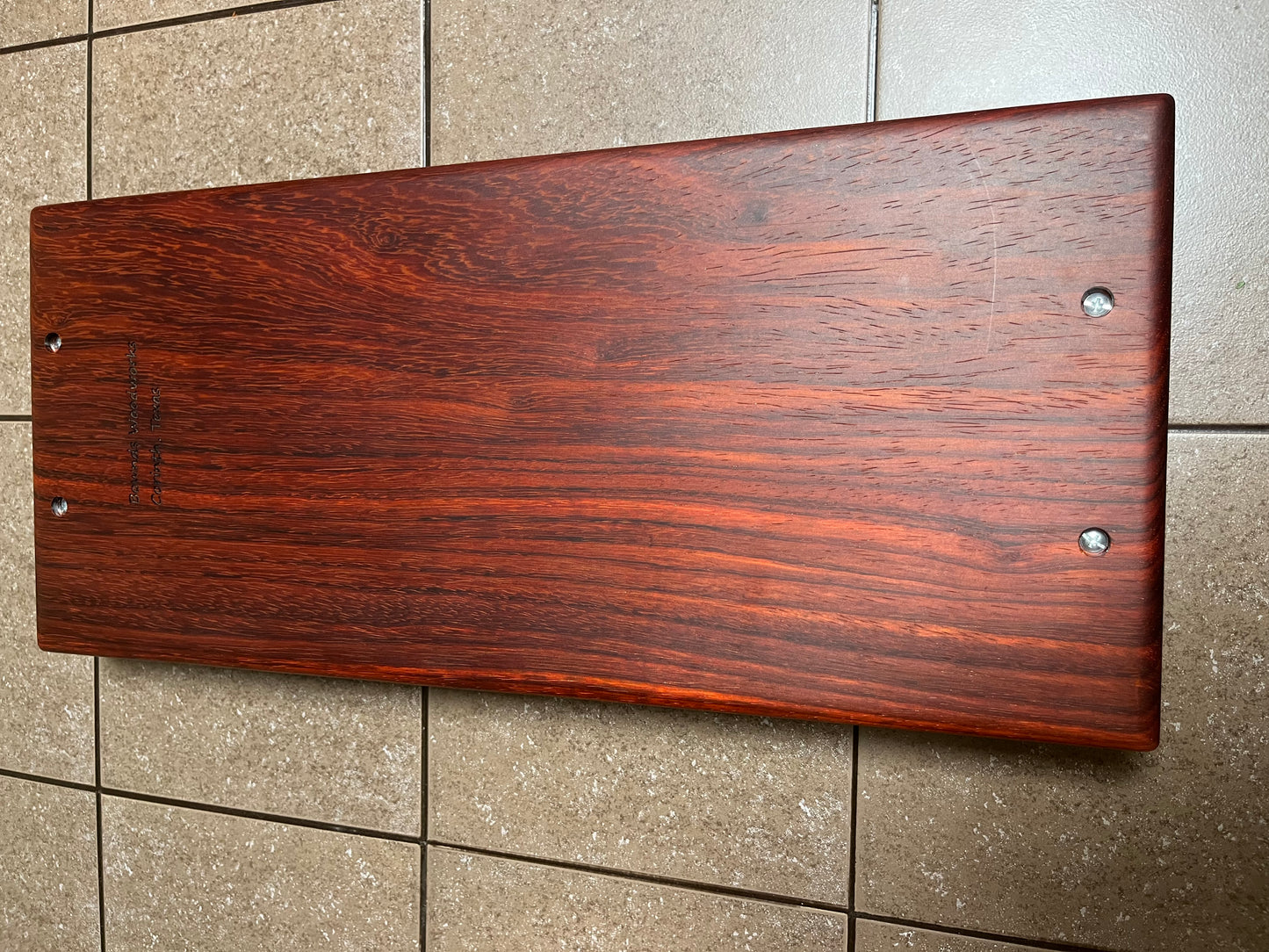 African Padauk 18-7/8" X 8-3/8" X 7/8" Serving Board w/black handles attached