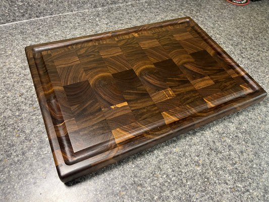 Walnut- End Grain Cutting Board w/juice groove– 16-¾" x 11-½" x 1-3/16"