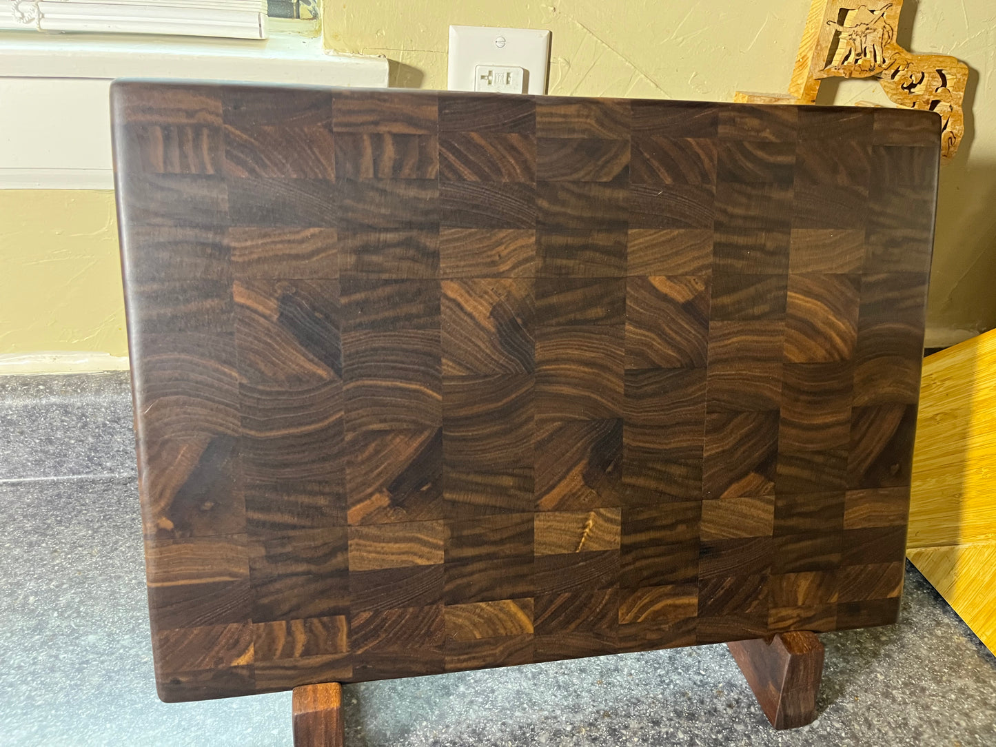 Walnut- End Grain Cutting Board – 16-1/4" x 11-½" x 1-1/8"w/rubber feet