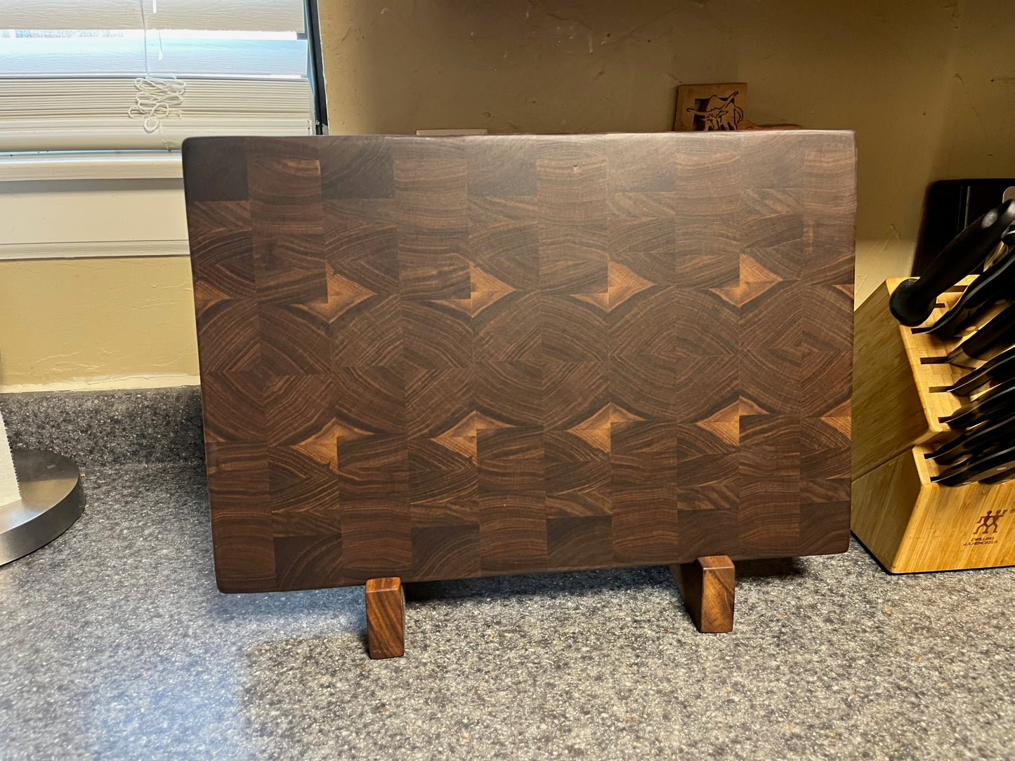 18-1/4"X12-1/4"X1-1/2" Walnut End Grain Cutting Board w/unique hand hold around all the side edges