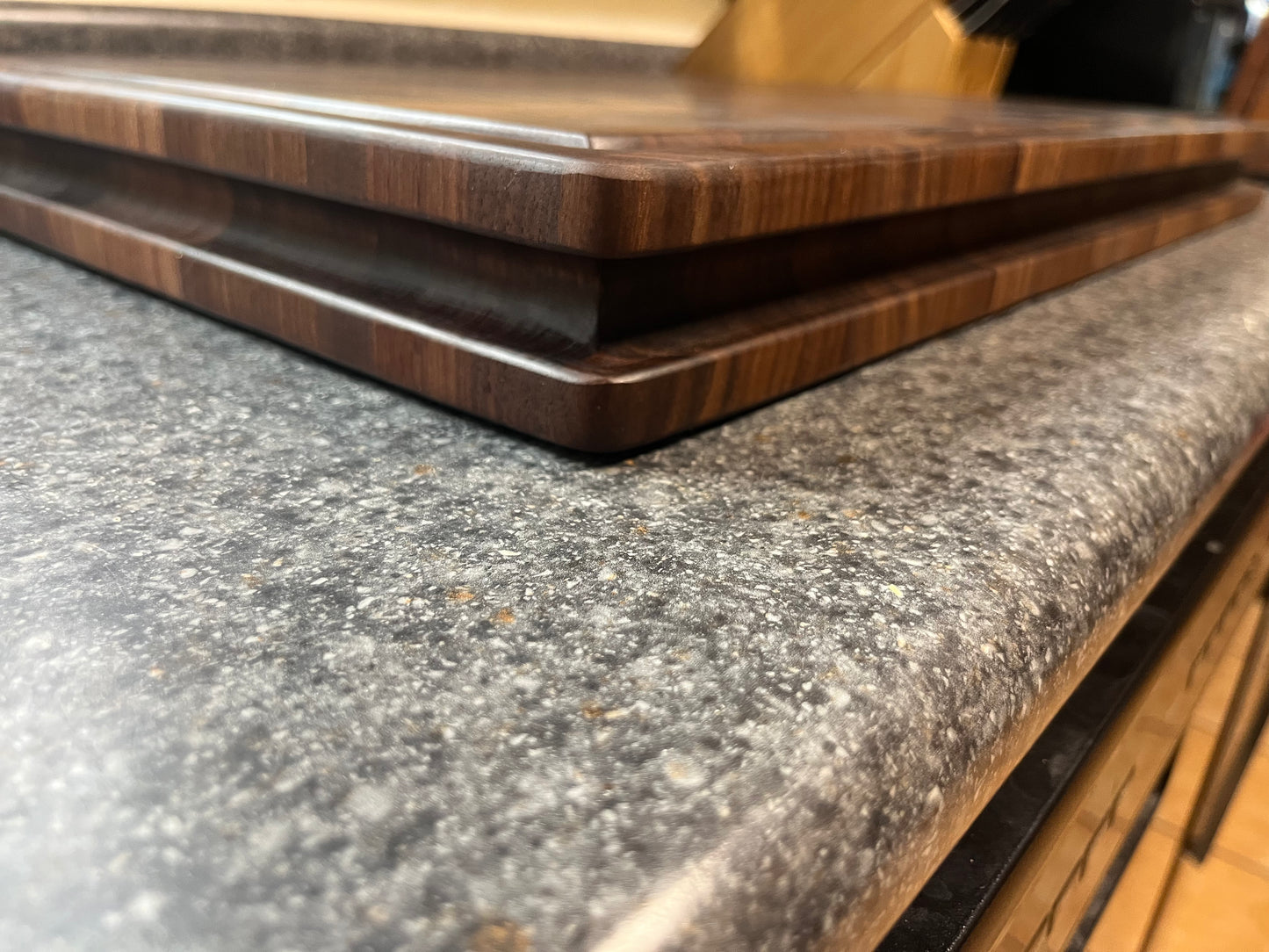 23-3/4"X18"X2" Walnut End Grain Cutting Board w/ juice groove & unique hand hold around all the side edges