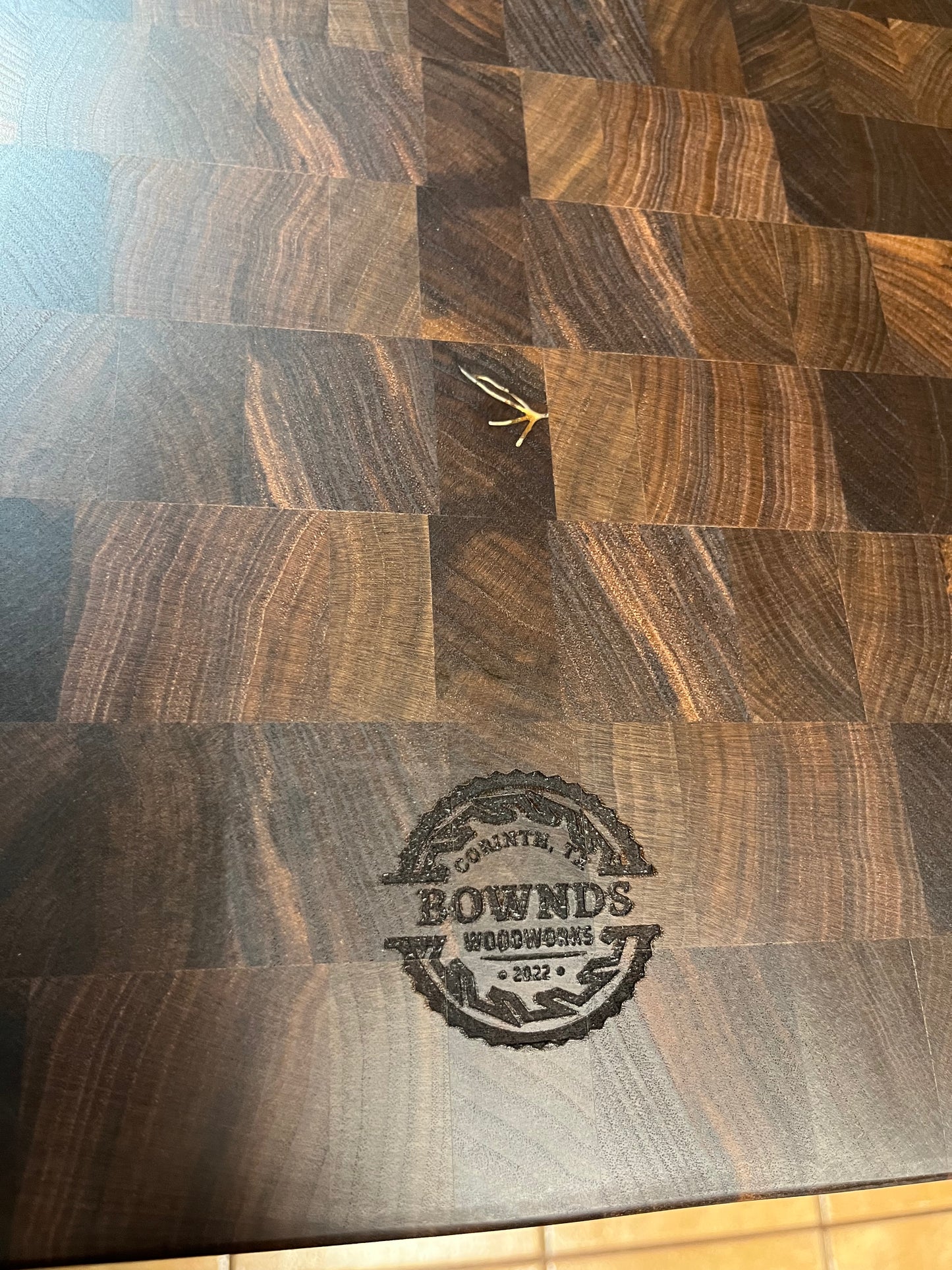 23-3/4"X18"X2" Walnut End Grain Cutting Board w/ juice groove & unique hand hold around all the side edges