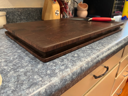 20-3/8"X12-1/2"X1-5/8" Walnut End Grain Cutting Board w/ unique hand hold around all the side edges