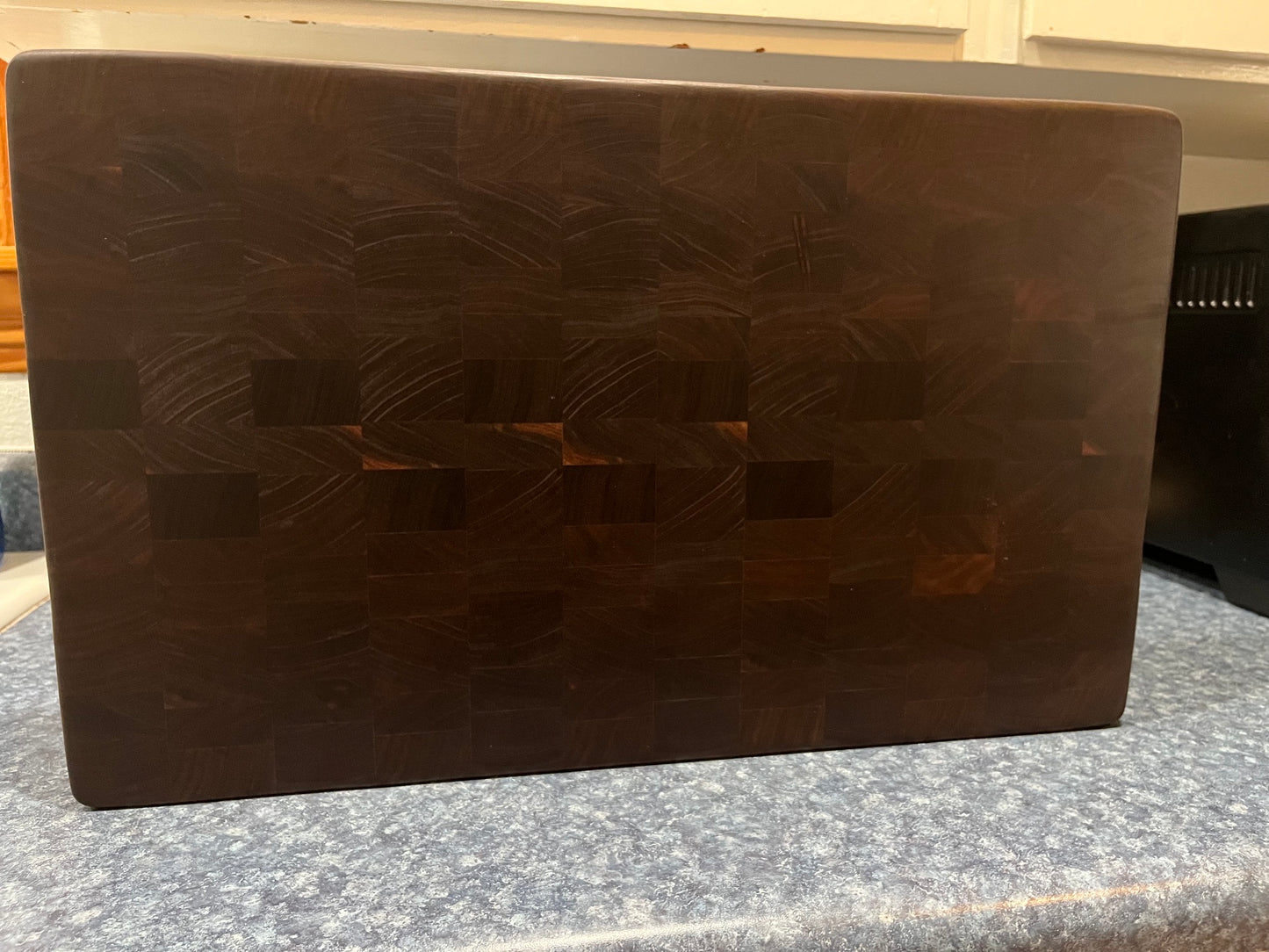 20-3/8"X12-1/2"X1-5/8" Walnut End Grain Cutting Board w/ unique hand hold around all the side edges