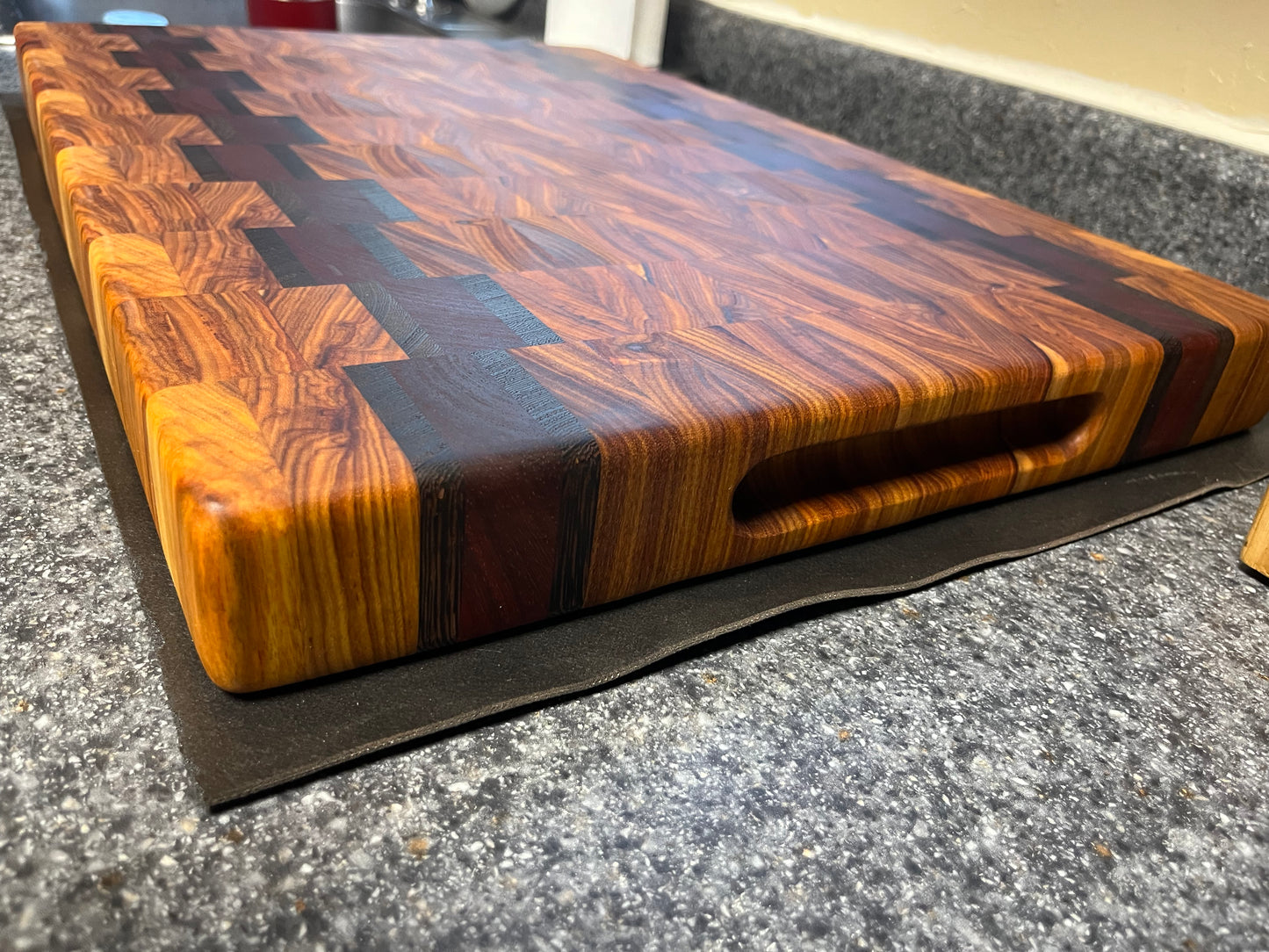 22-3/4" X 15-3/4" X 2" Canarywood w/Padauk & Wenge-End Grain Cutting Board
