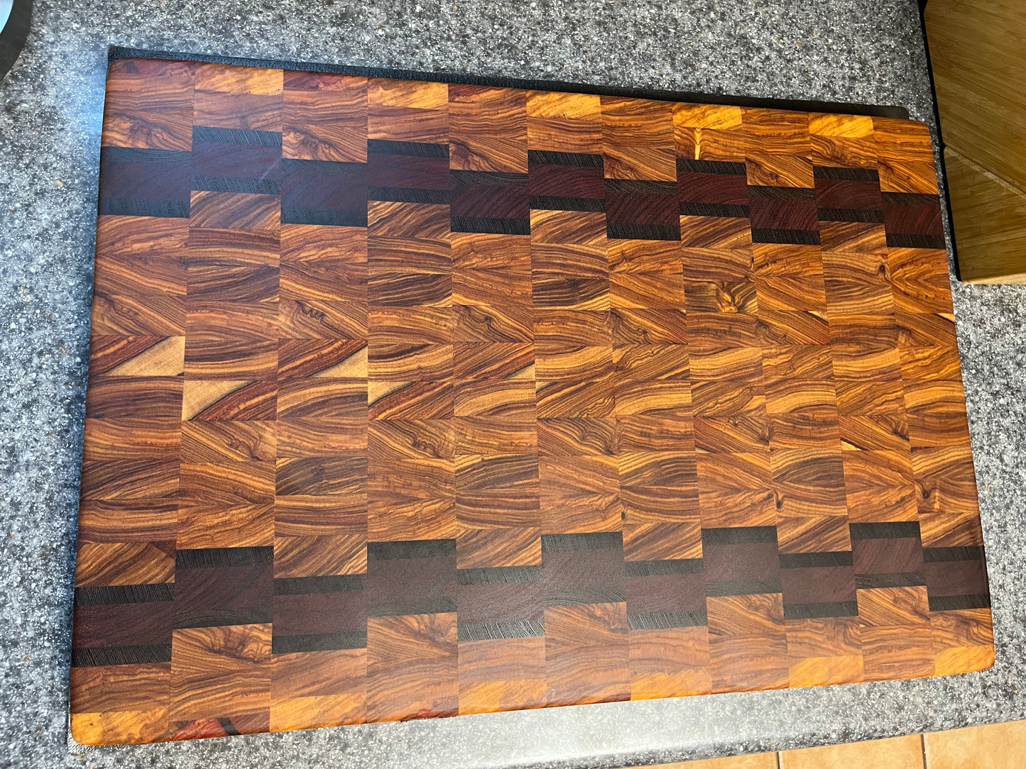 22-3/4" X 15-3/4" X 2" Canarywood w/Padauk & Wenge-End Grain Cutting Board