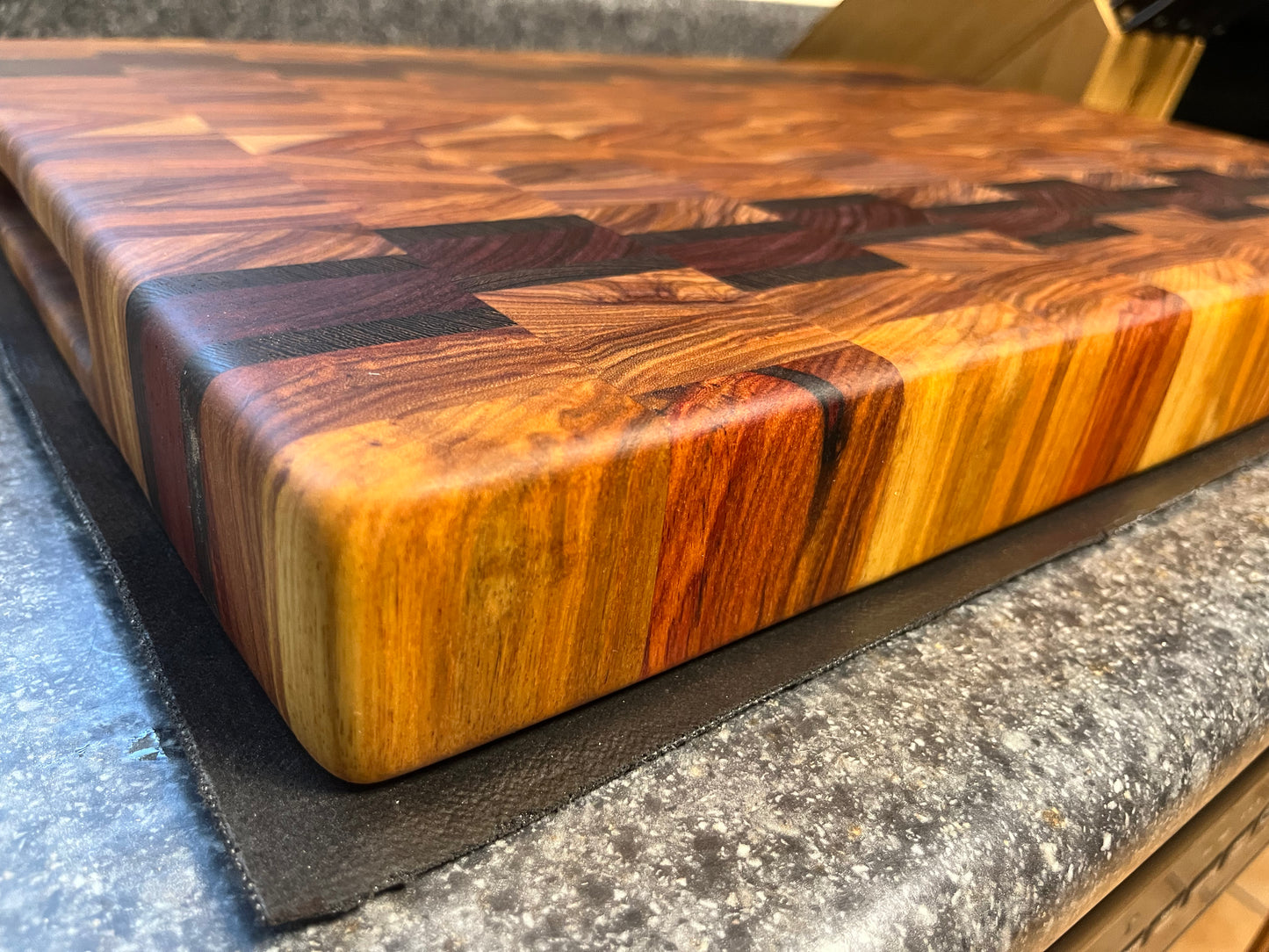 22-3/4" X 15-3/4" X 2" Canarywood w/Padauk & Wenge-End Grain Cutting Board