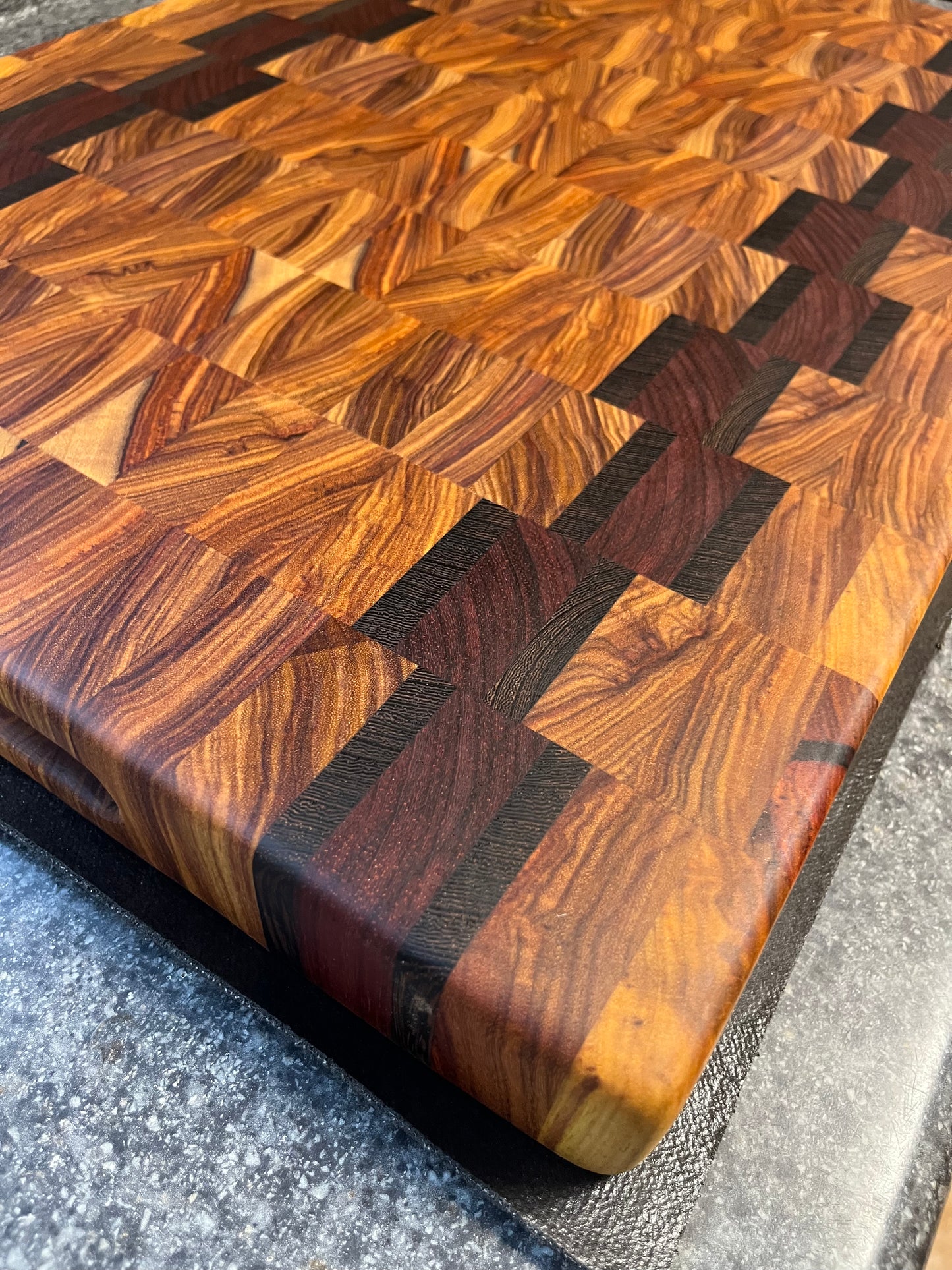 22-3/4" X 15-3/4" X 2" Canarywood w/Padauk & Wenge-End Grain Cutting Board