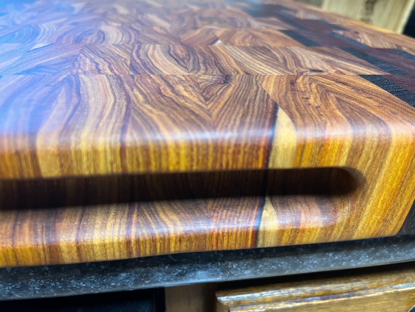 22-3/4" X 15-3/4" X 2" Canarywood w/Padauk & Wenge-End Grain Cutting Board