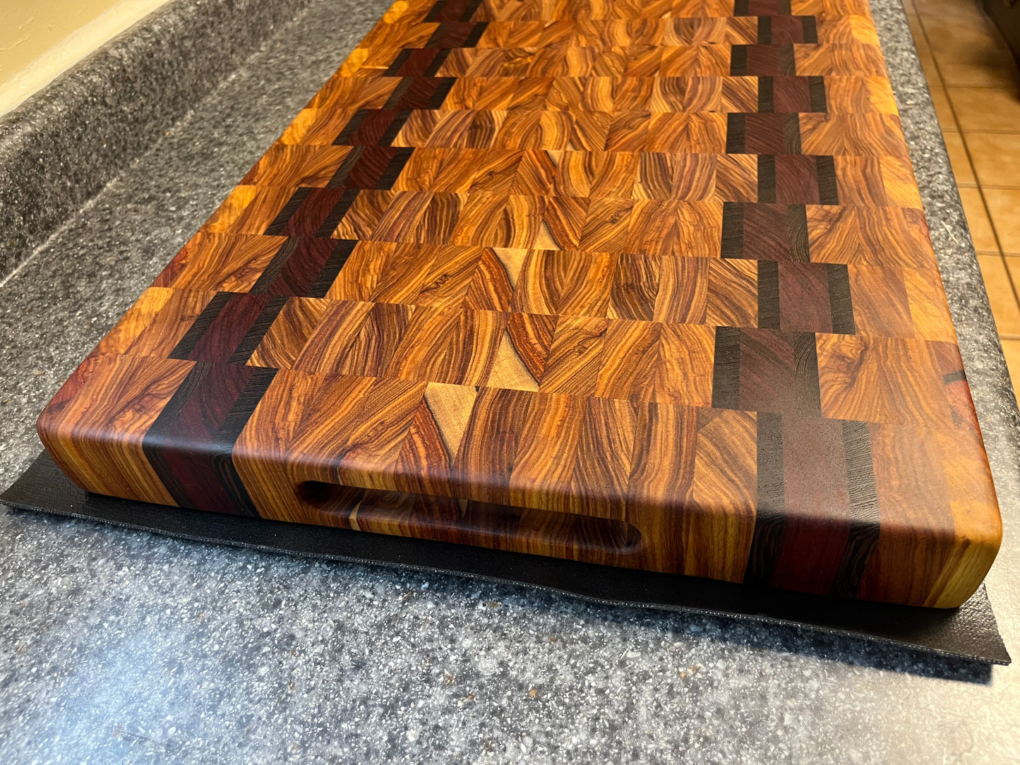 22-3/4" X 15-3/4" X 2" Canarywood w/Padauk & Wenge-End Grain Cutting Board