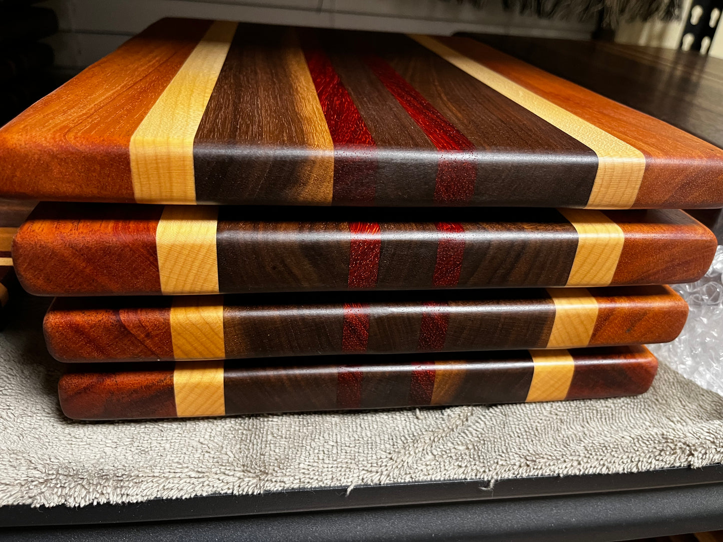 13-1/2"X10"X7/8" Edge Grain Cutting Board-Walnut, Maple, Mahogany & Padauk