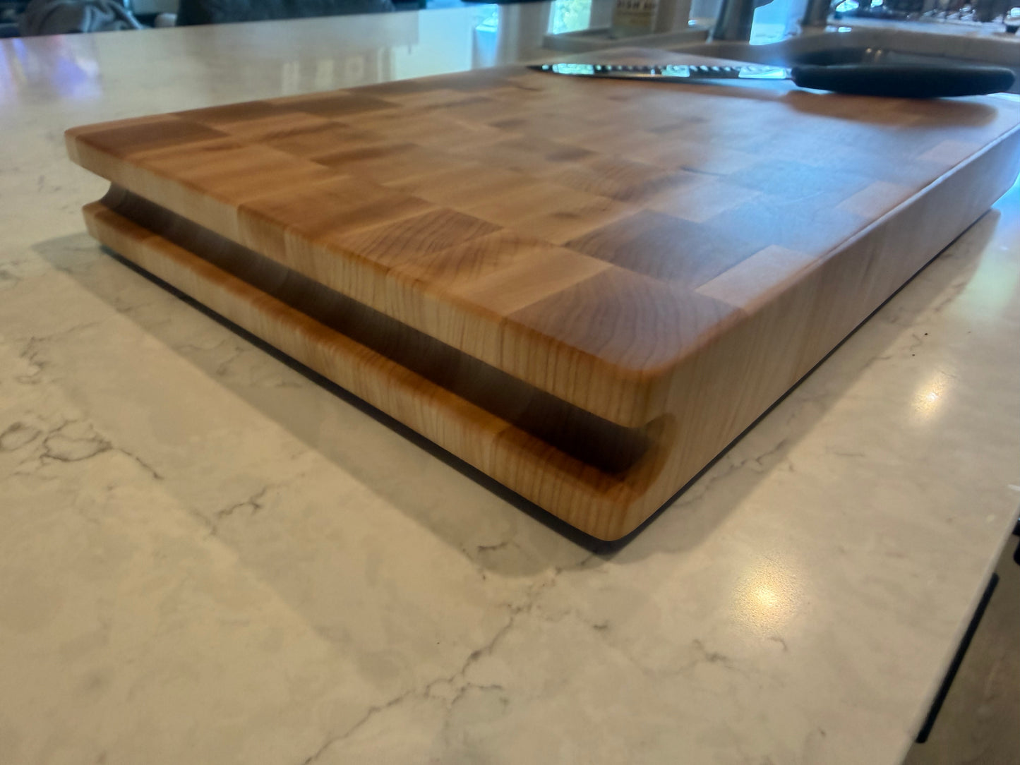 18-1/4"X11-3/4"X2" Maple End Grain Cutting Bd. w/hand hold all the way across the edge of each end