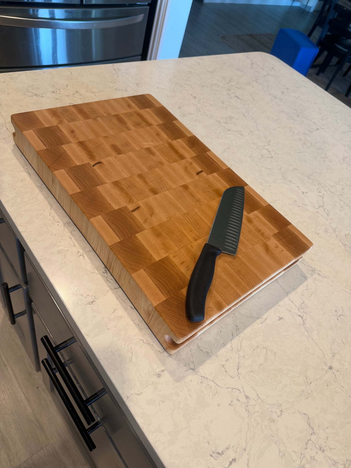 18-1/4"X11-3/4"X2" Maple End Grain Cutting Bd. w/hand hold all the way across the edge of each end