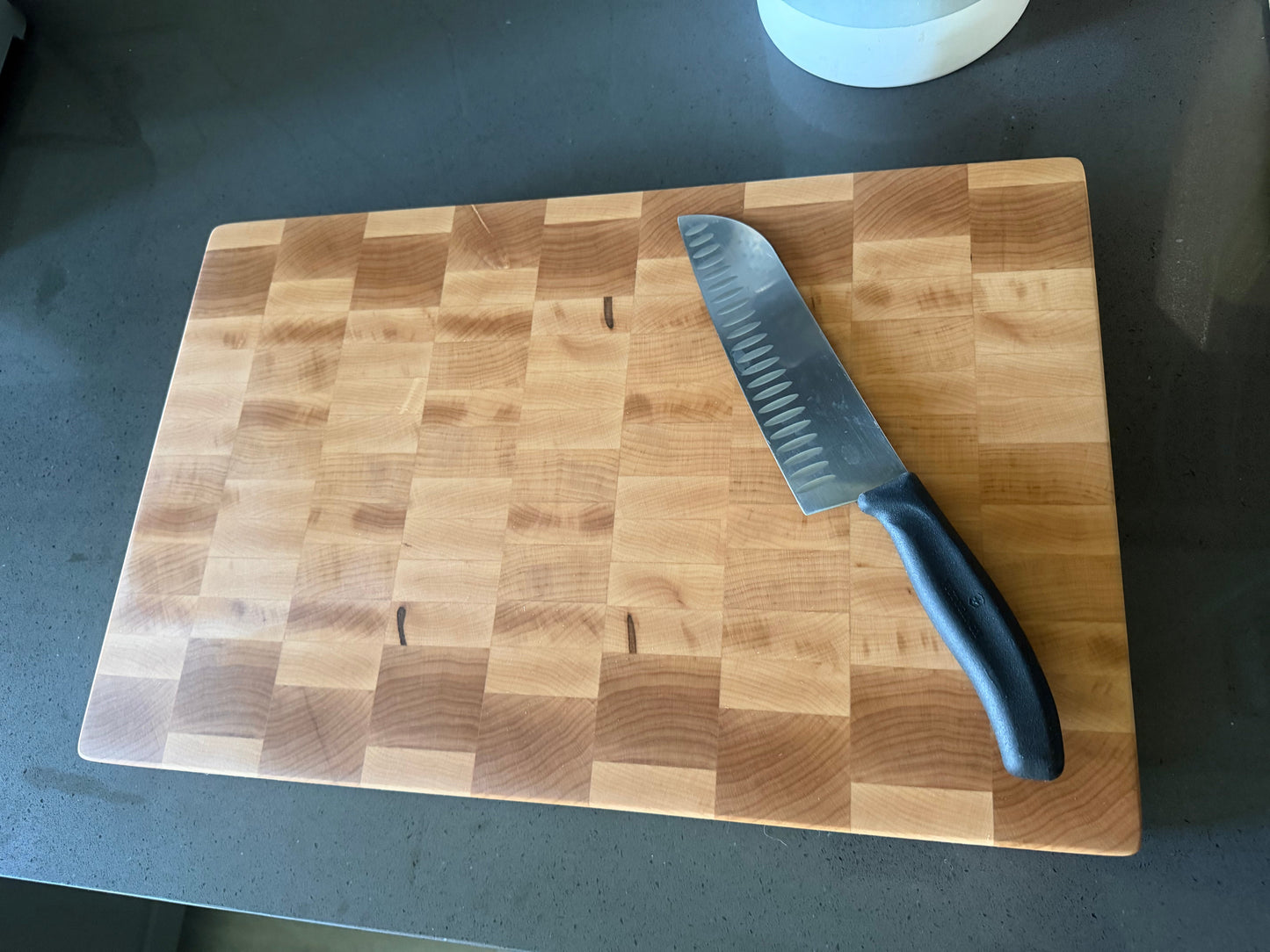 18-1/4"X11-3/4"X2" Maple End Grain Cutting Bd. w/hand hold all the way across the edge of each end
