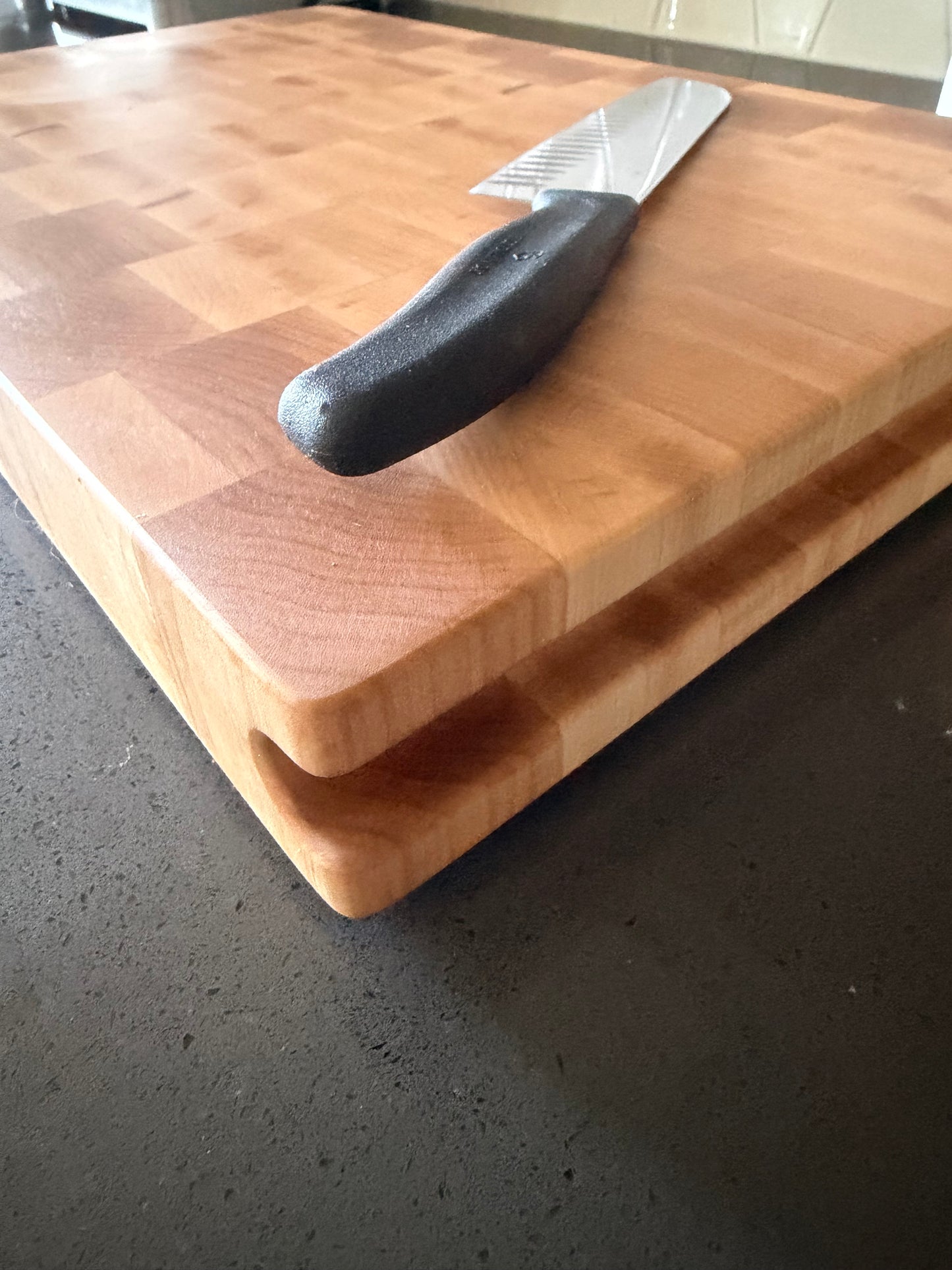 18-1/4"X11-3/4"X2" Maple End Grain Cutting Bd. w/hand hold all the way across the edge of each end