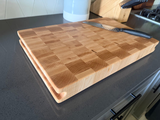18-1/4"X11-3/4"X2" Maple End Grain Cutting Bd. w/hand hold all the way across the edge of each end