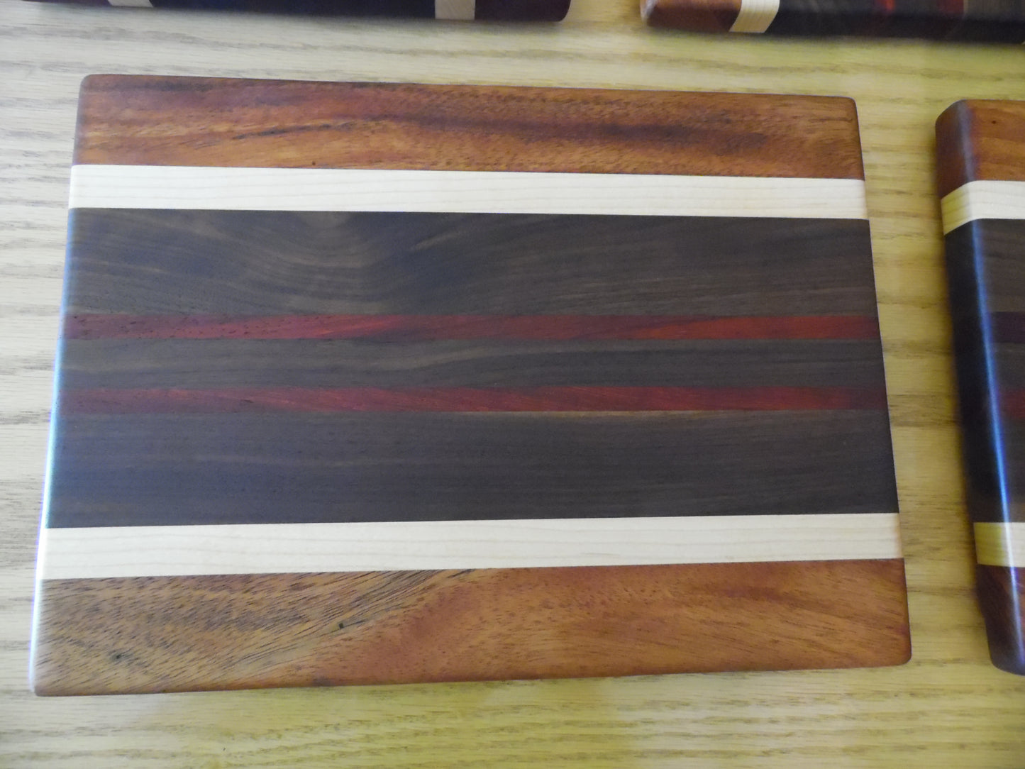 13-1/2"X10"X7/8" Edge Grain Cutting Board-Walnut, Maple, Mahogany & Padauk