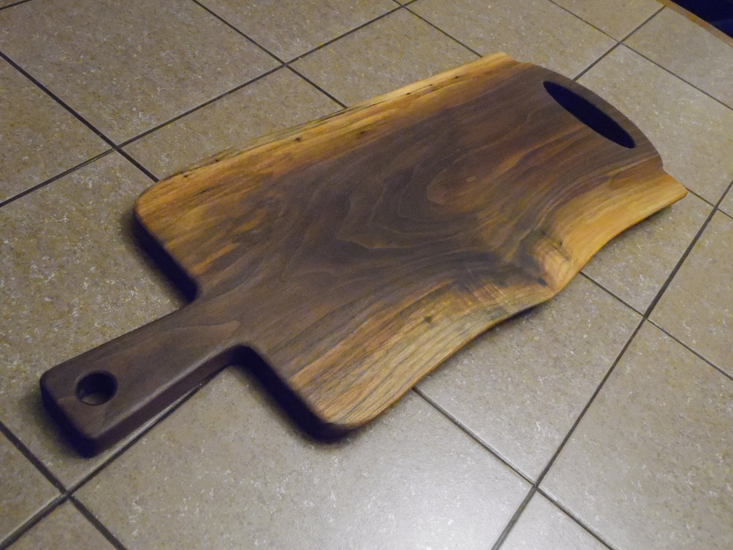 24"L X 9-1/2"W X 7/8"H Walnut Live Edge Charcuterie Serving Board