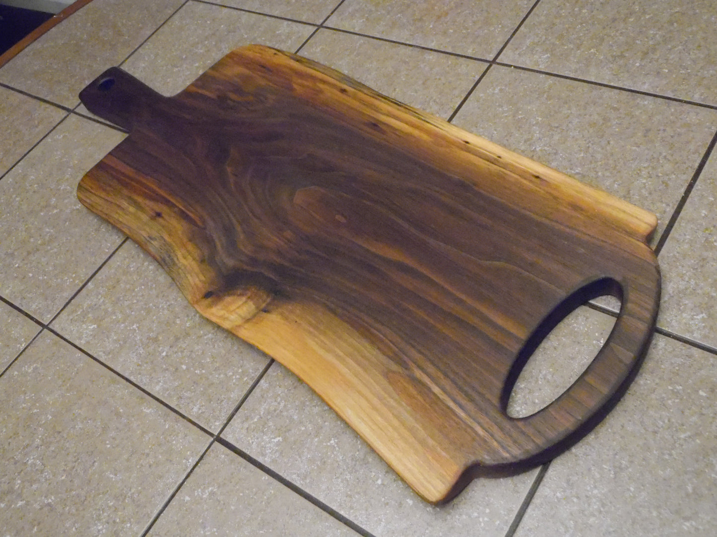 24"L X 9-1/2"W X 7/8"H Walnut Live Edge Charcuterie Serving Board