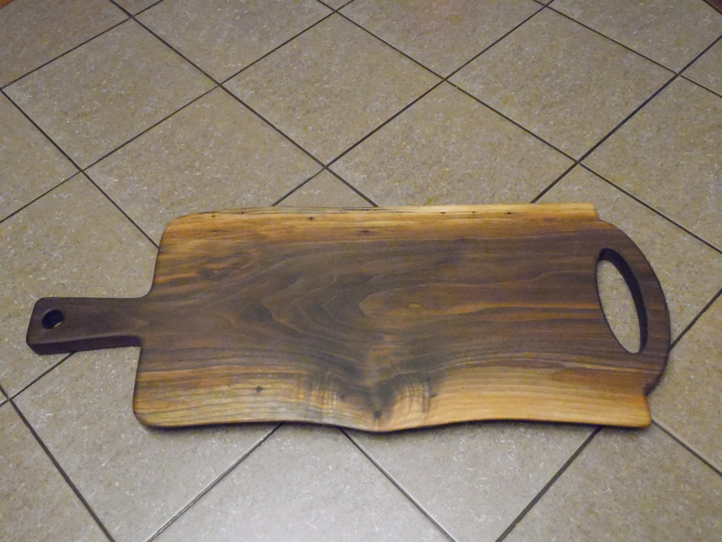 24"L X 9-1/2"W X 7/8"H Walnut Live Edge Charcuterie Serving Board