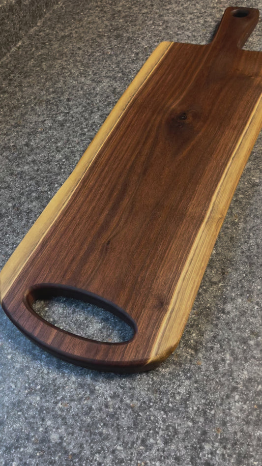 24"L X 8-3/4"W X 7/8"H Walnut Live Edge Charcuterie Serving Board